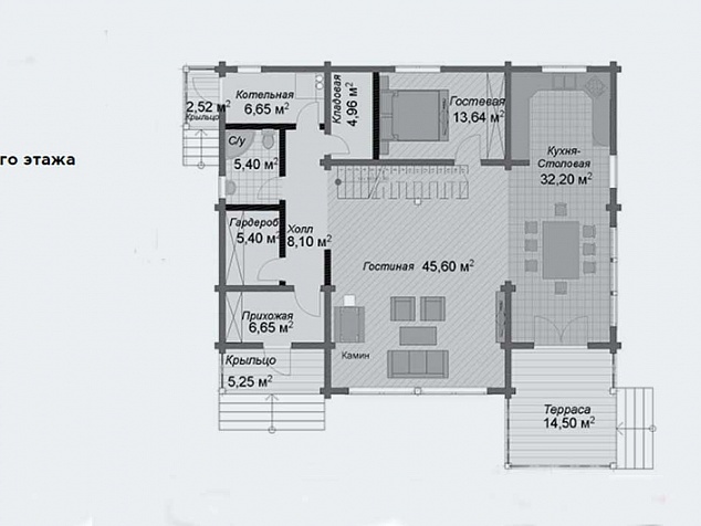 1 этаж - 128,6